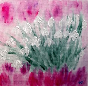 Snowdrops in March. Acryl